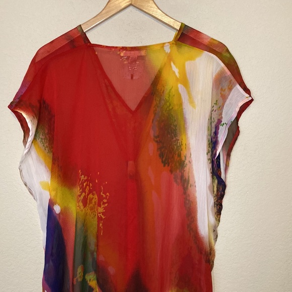 Michael Stars Water Color Maxi Sheer Swim Cover-Up OSFM - Picture 9 of 9